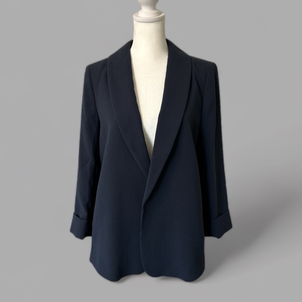 Loft Open Front 3/4 Sleeve Navy Blazer
